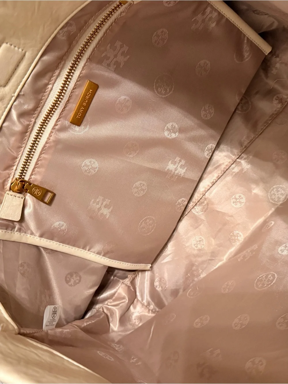 Tory Burch Ivory Logo Chain-Handle Tote